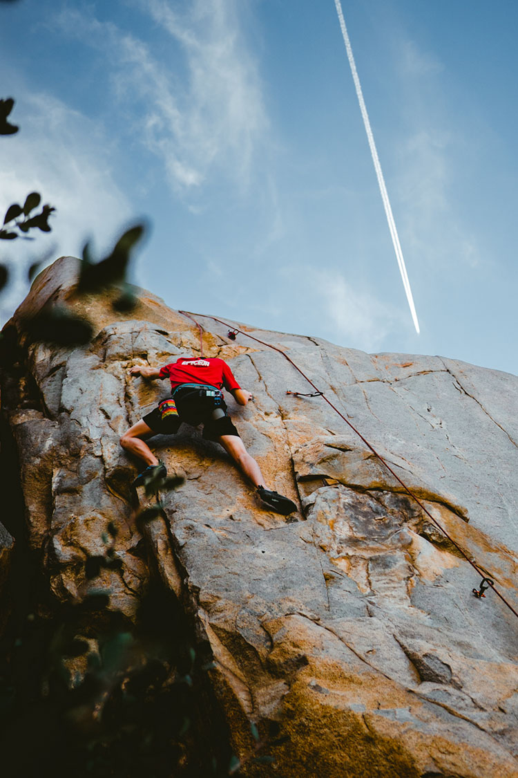 Man rock climbing in Mission Trails Regional Park